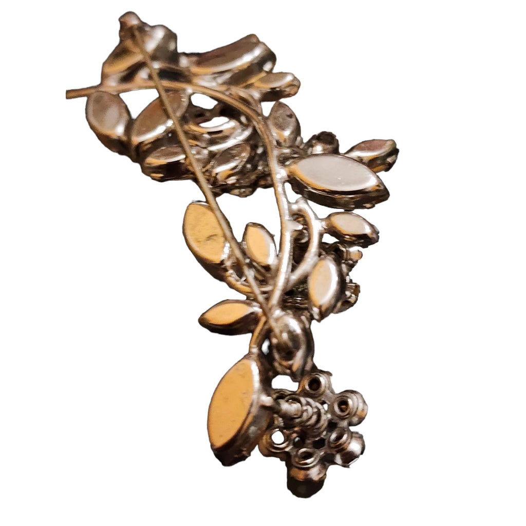 Vintage Unsigned Verified Schreiner Trembling Rhinestone Flower Brooch & Ear Set