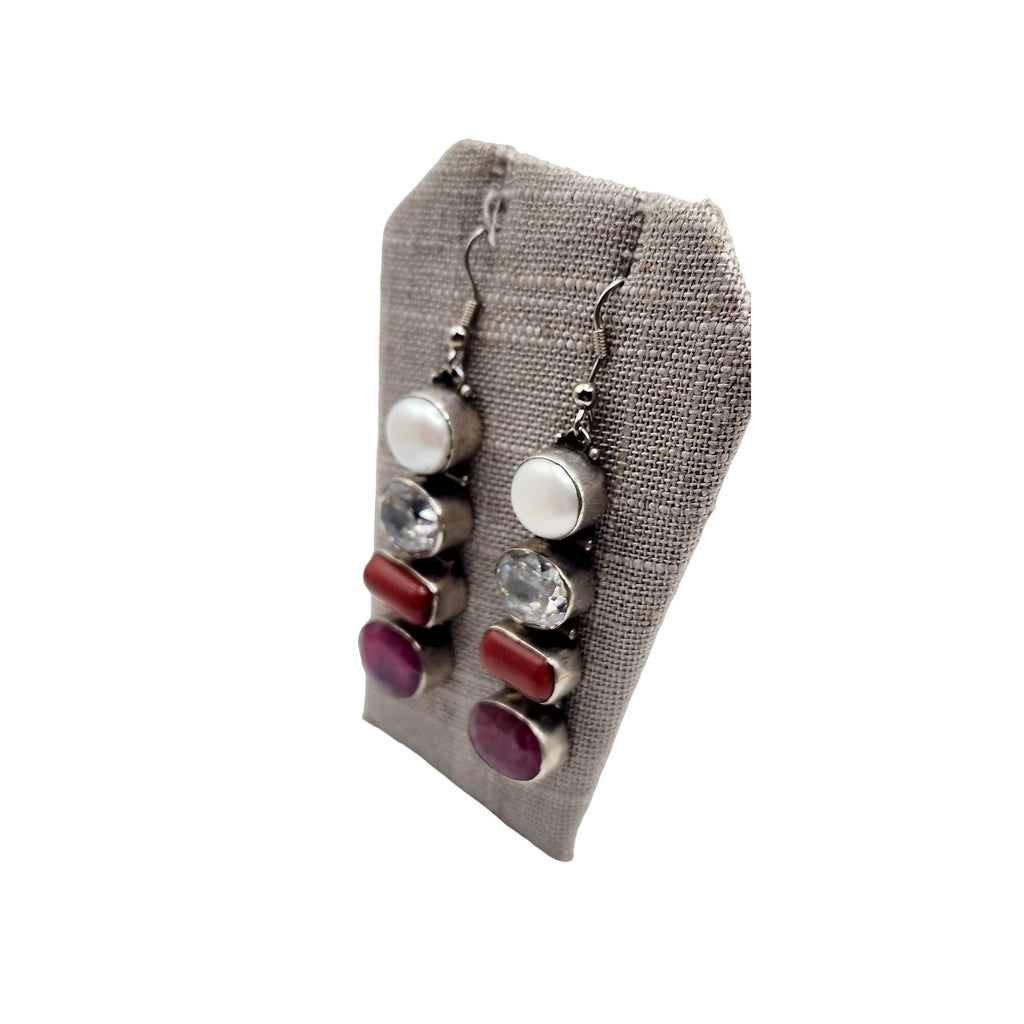 Sterling Silver Pearl & Semi Precious Stone Earrings (A5072)