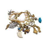 Vintage Faux Pearl & Chain Charm Bracelet (A5068)