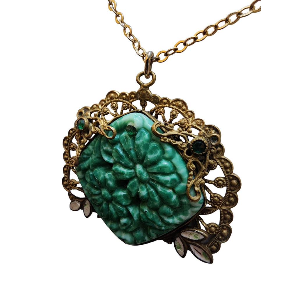 Vintage Peking Glass & Enamel Necklace (A2296)