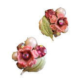 Vintage Kramer Signed Enamel Flowers Earrings (A1994)