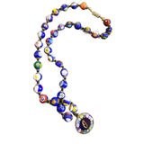 Vintage Millefiori Glass Beaded Necklace with Pendant (A2069)