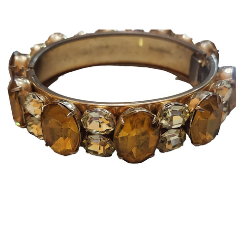 Vintage Amazing Bakelite Rhinestone Marbleized Cuff Bracelet (A1816)