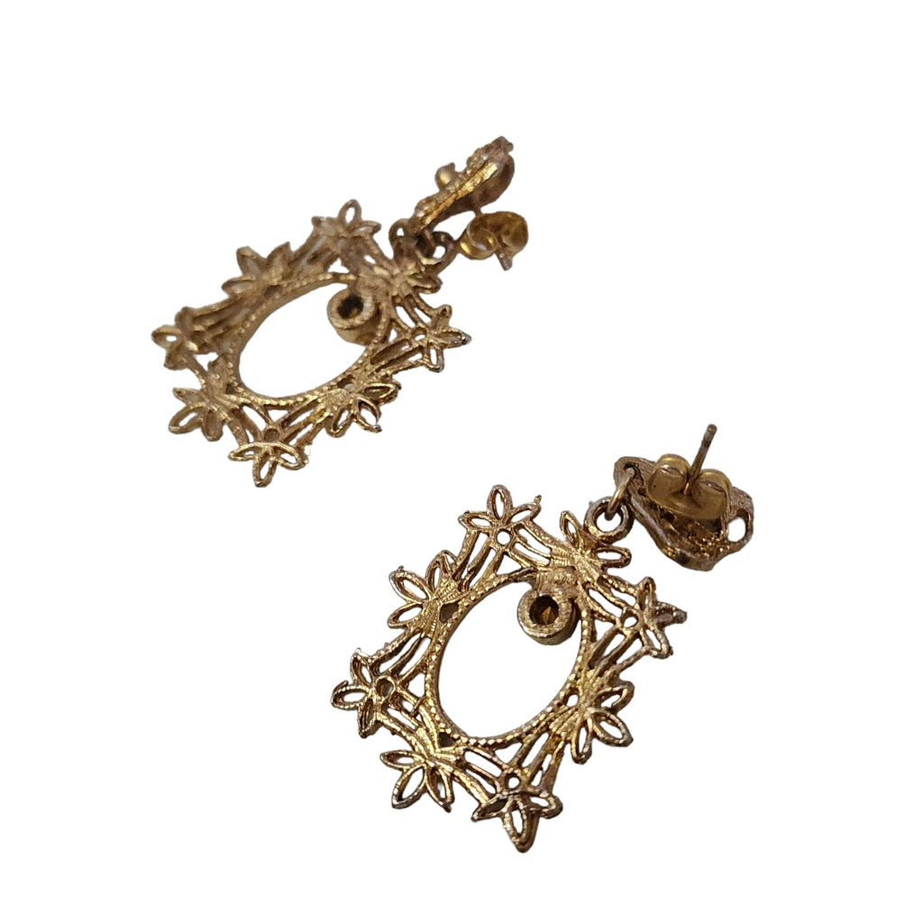 Vintage Filigree Pierced Earrings, As Is (A6342)
