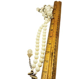 Vintage Milk Glass Wired Crystal Tassel Necklace (A557)