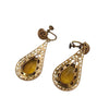 Antique Art Deco Faceted Glass & Filigree Screw Back Earrings (A4298)