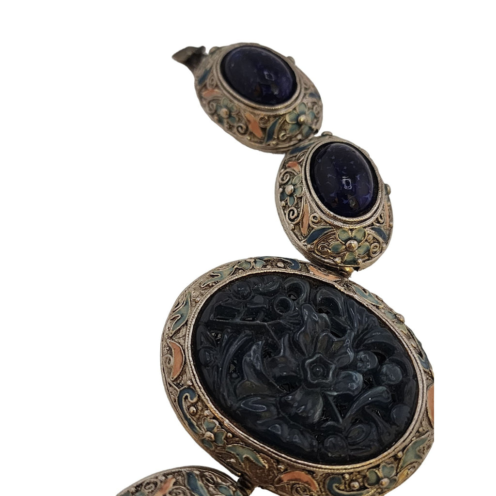 Vintage Chinese Export Cloisonne Stone And Acrylic Bracelet (A3560)