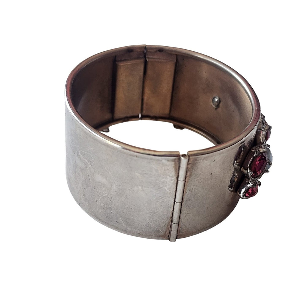 Deco Inspired Vintage Rhinestone Wide Bangle Bracelet (A4806)