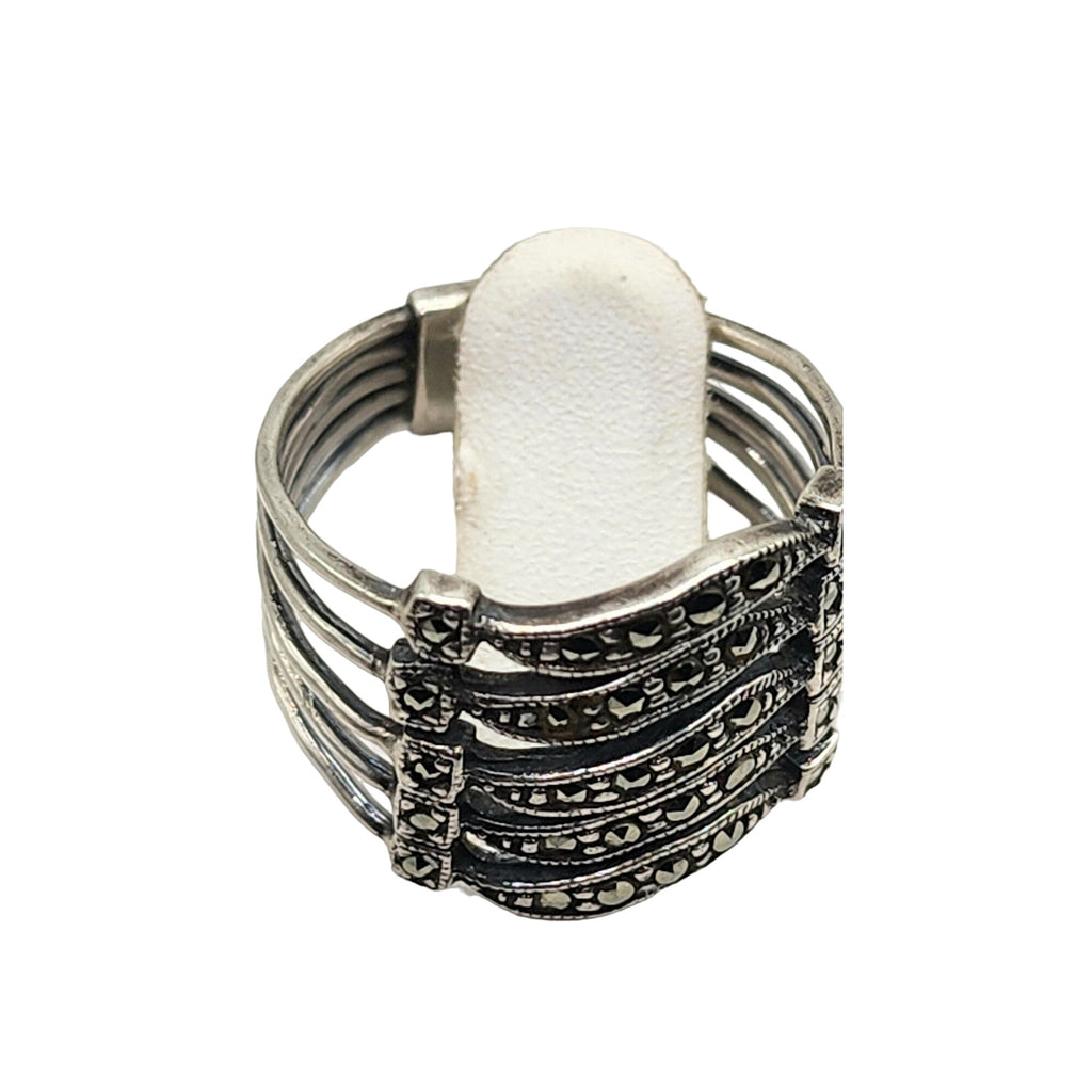 Vintage Sterling Silver Marcasite Ring (A5043)