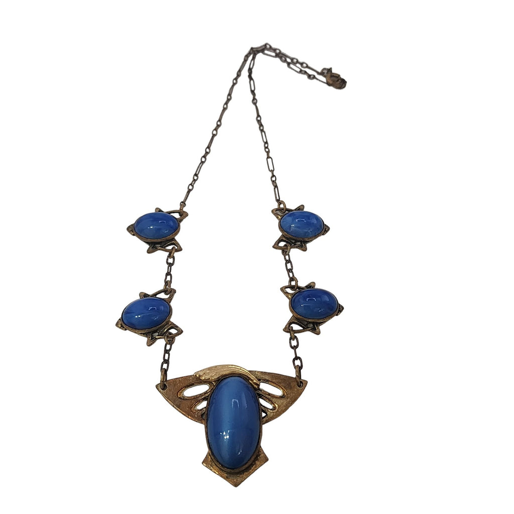 Antique Satin Glass Art Nouveau Necklace (A4288)