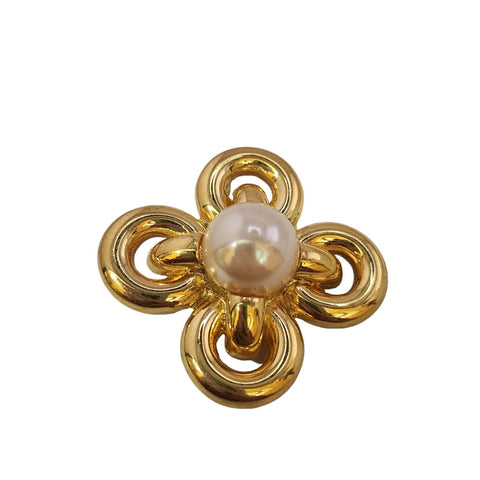 Vintage Signed West Germany Givre Glass & Pearl Brooch (A1928)