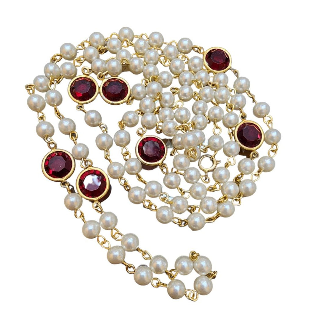 Vintage 80s Pearl Sautoir Necklace (A1848)