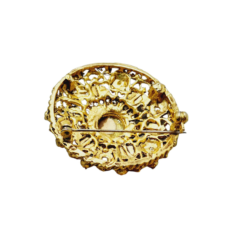 Vintage Pretty Unsigned Confetti Glass Brooch (A1474)