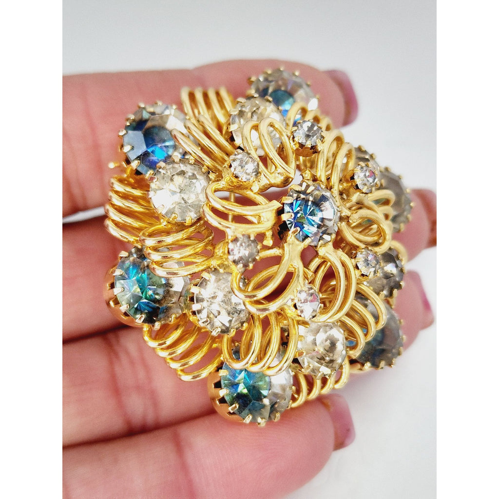 Amazing Wired Domed Hobe Style Givre Glass Brooch (A612)