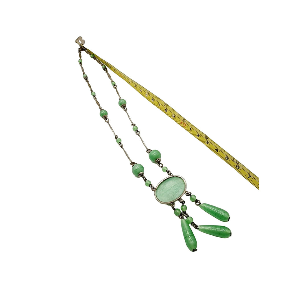 Vintage Czech Deco Pendant Necklace with Dangles (A574)