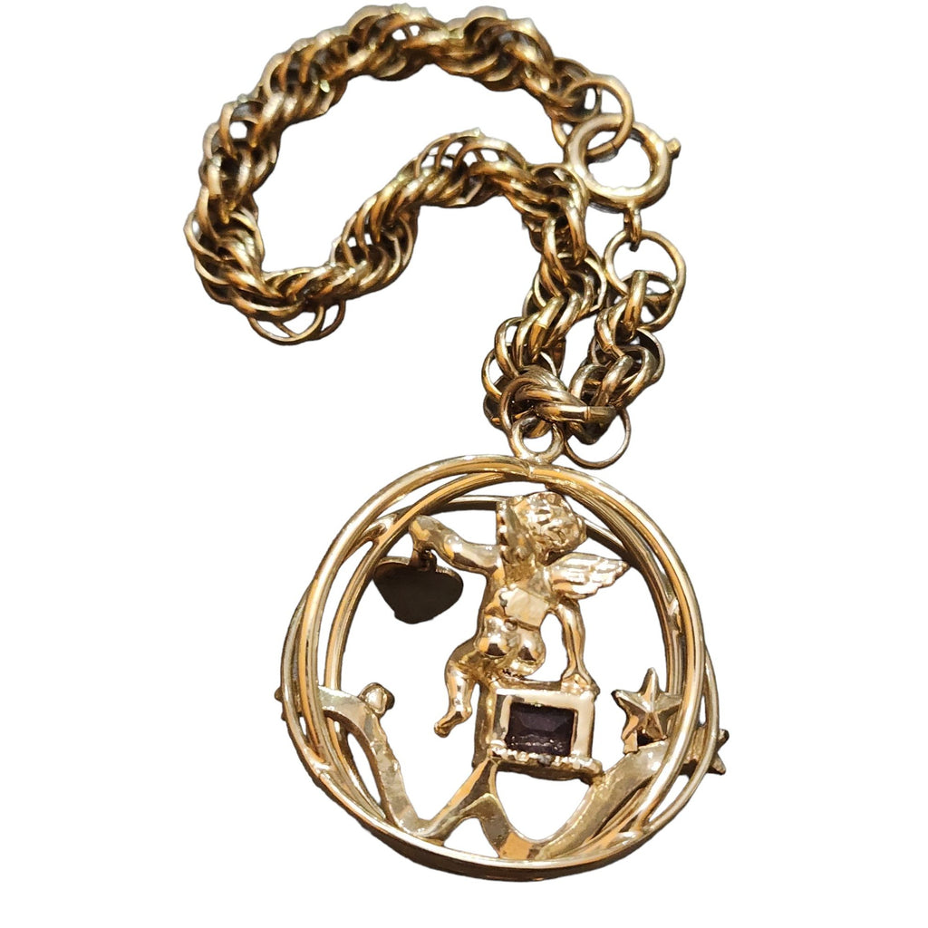 Vintage Signed Coro Feb Zodiac Charm Bracelet (A2338)
