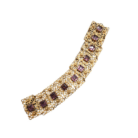 Vintage Faceted Glass Locket Pendant Necklace (A4071)