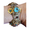 Vintage Spectacular Czech Style Elaborate Brass Acrylic & Glass Bracelet (A1918)