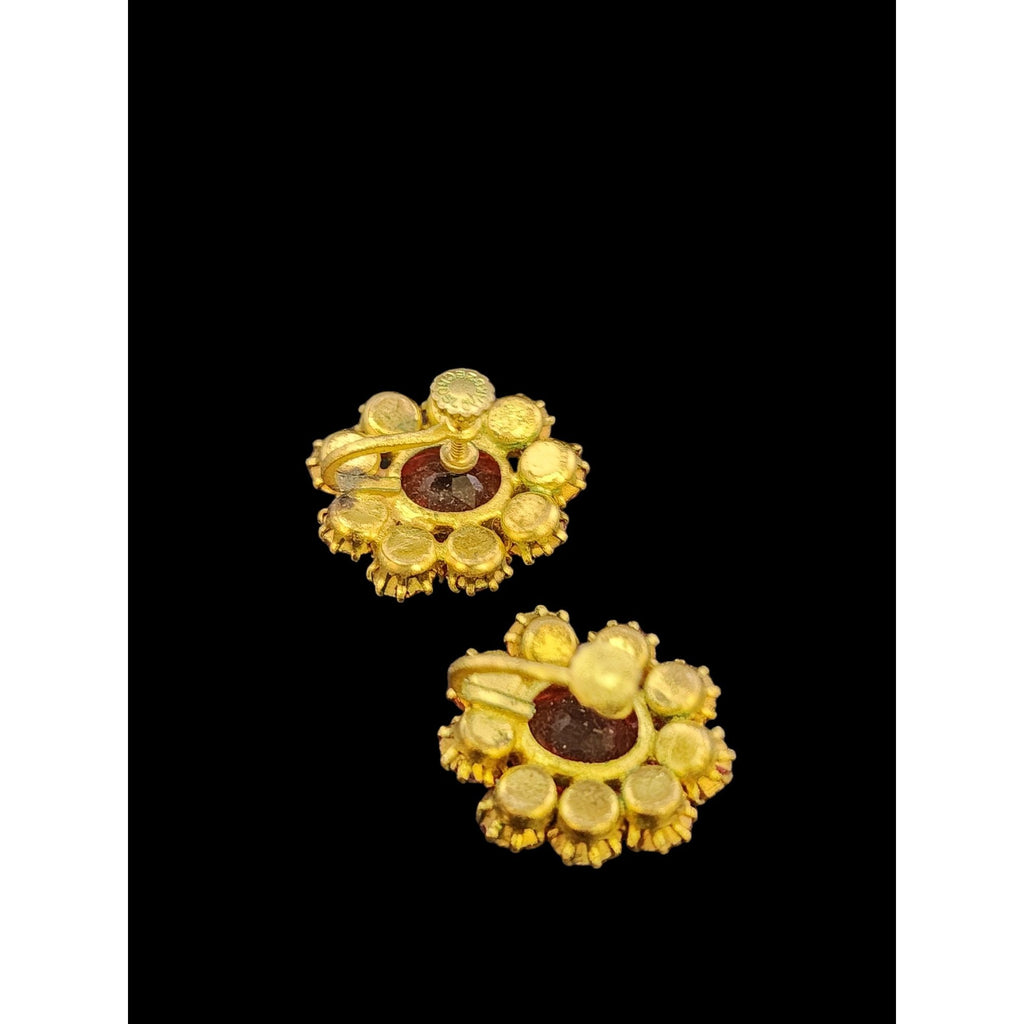 Vintage Signed Czechoslovakia Glass Screw Back Clip Earrings (A3963)