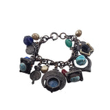 Vintage Etruscan Style Glass & Acrylic Charm Bracelet (A3750)