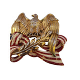 Antique Rare Signed Silson Pat Pend Huge Eagle & American Flag Brooch (A3684)