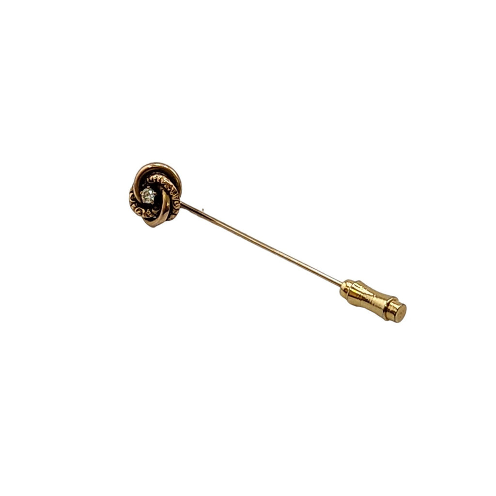 Vintage 14kt Love Knot Diamond Stick Pin/Tie Pin (A4406)