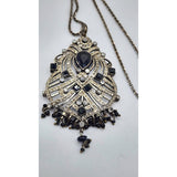 Vintage Sterling Silver Jeweled Pendant Necklace (A5034)
