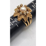 14K Gold Pearl Diamond Vintage Ring (A5044)