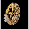 Antique Art Nouveau Brass & Crystal Brooch (A3969)