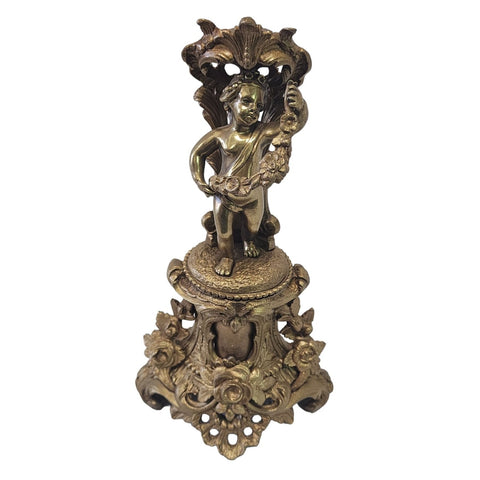 Antique Footed Gilt Bronze Jeweled Velvet Lined Trinket Box (A1717)