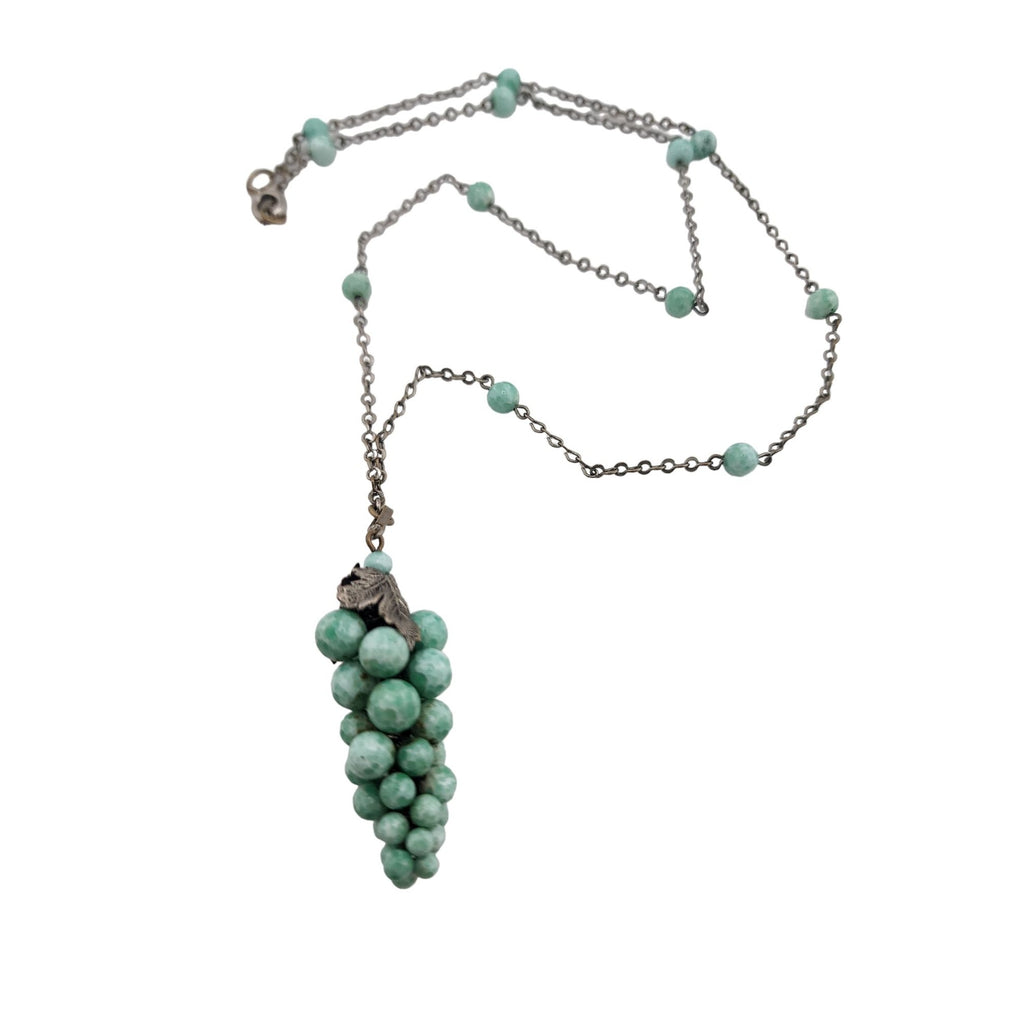 Antique Art Deco Mottled Glass Grape Necklace (A3785)