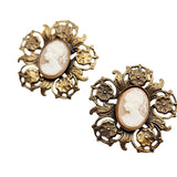 Vintage Cameo & Brass Earrings (A5071)