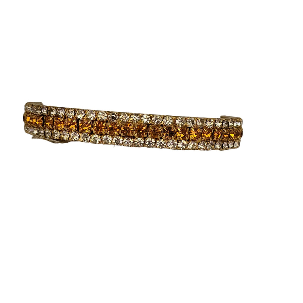 Vintage Heavy Designer Rhinestone 3 Strand Oval Bracelet (A4378)