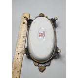 Estate Footed Metal & Porcelain Tray Dish (A5100)