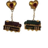 Vintage Lunch At The Ritz Trolley Car Clip Earrings (A3552)