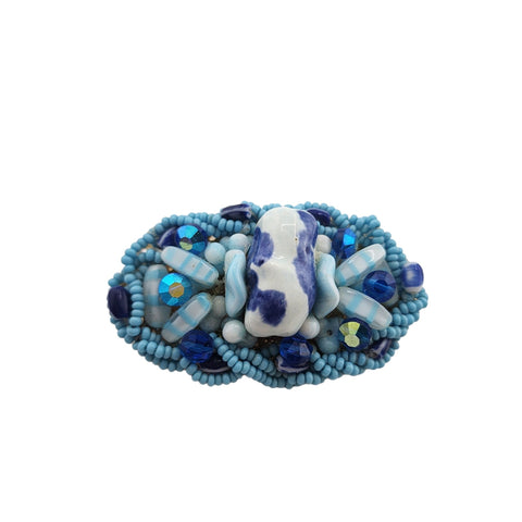 Vintage 1980s Artisan Designer peacoxk keshi pearl 925 coral huge necklace