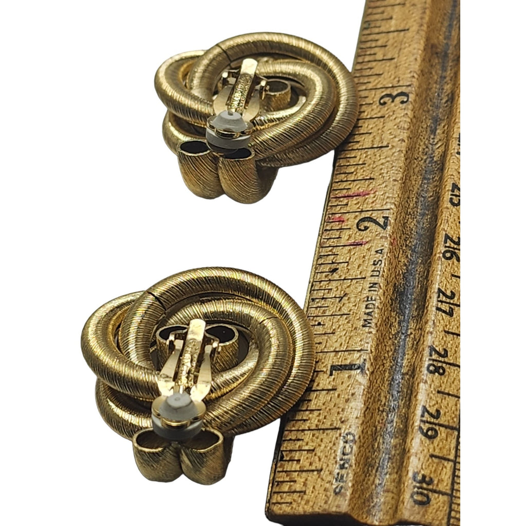 Vintage Givenchy Paris Matte Gold Textured Knot Clip Earrings (A2202)