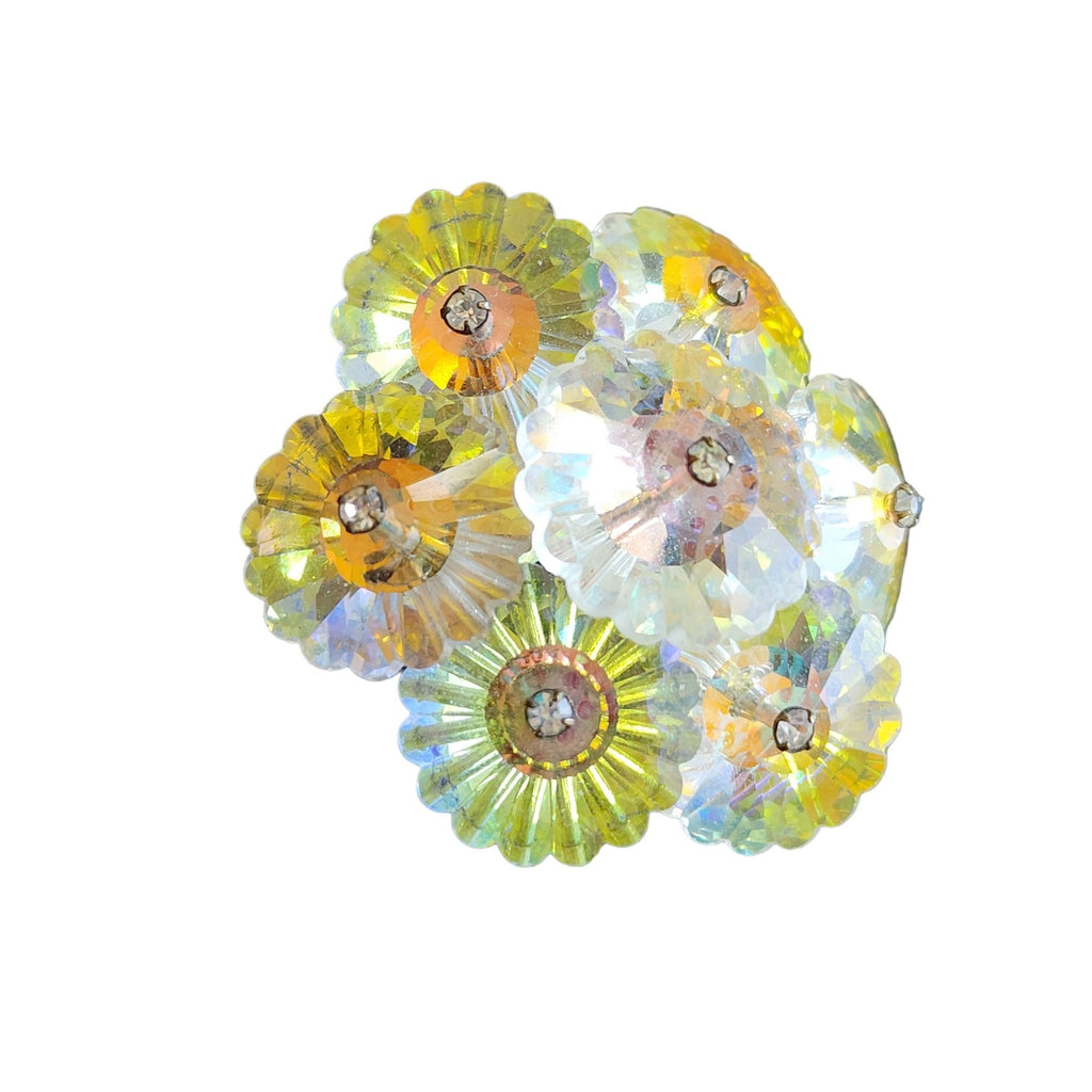 Vintage Rivoli Flower Crystal Brooch (A1707)