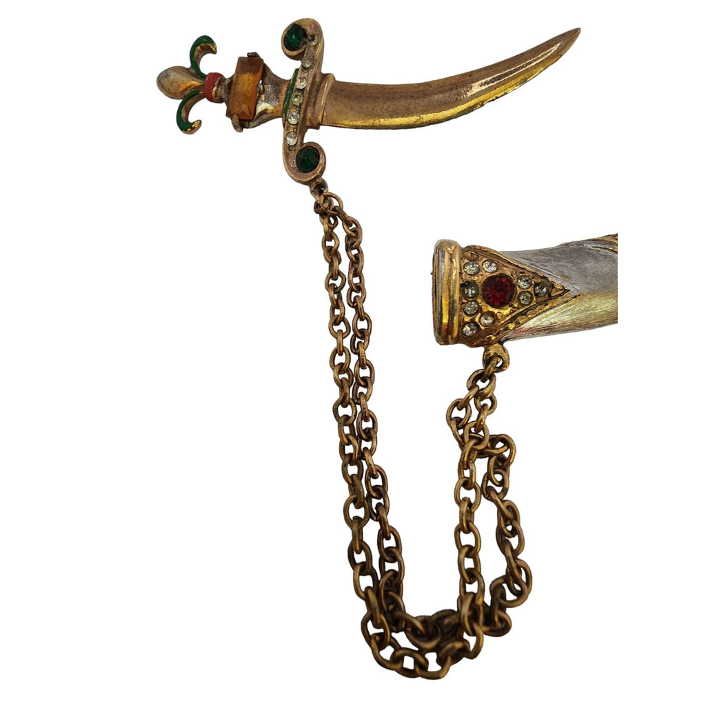 Vintage Dagger & Scabbard Chatelaine Style Brooch (A3693)