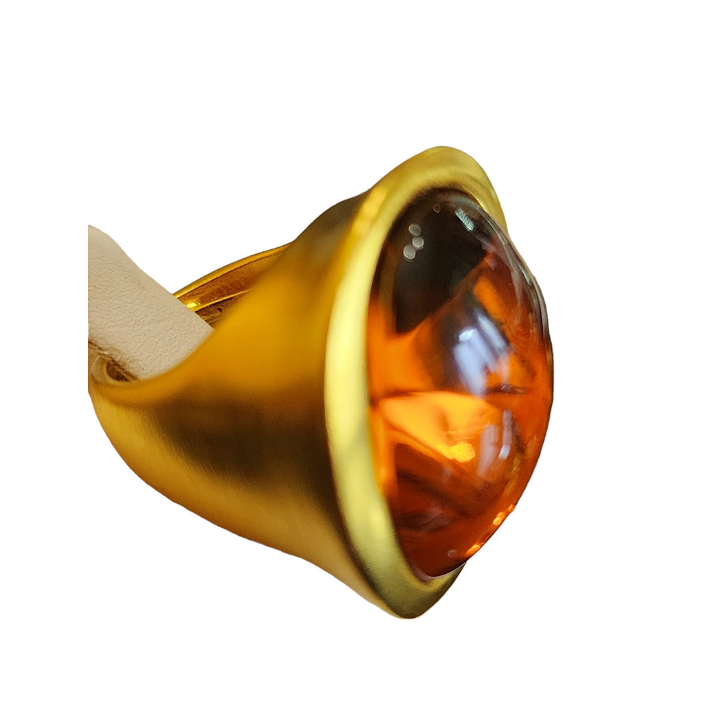 Vintage Signed Kenneth Lane Matte Gold & Glass Ring (A2277)