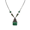 Antique Art Deco Enamel Filigree Glass Pendant Necklace (A4045)