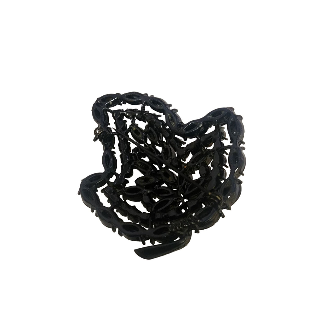 Vintage Signed Weiss Black Rhinestone Brooch (A4625)