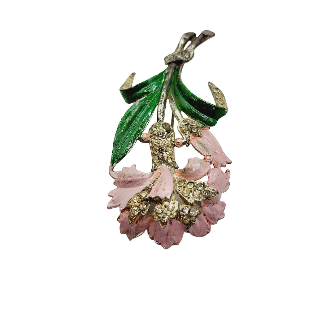 Vintage Enamel & Pot Metal Flower Brooch (A498)