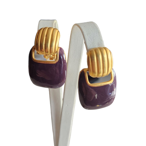 Vintage Signed Selini Acrylic Clip Earrings (A1974)