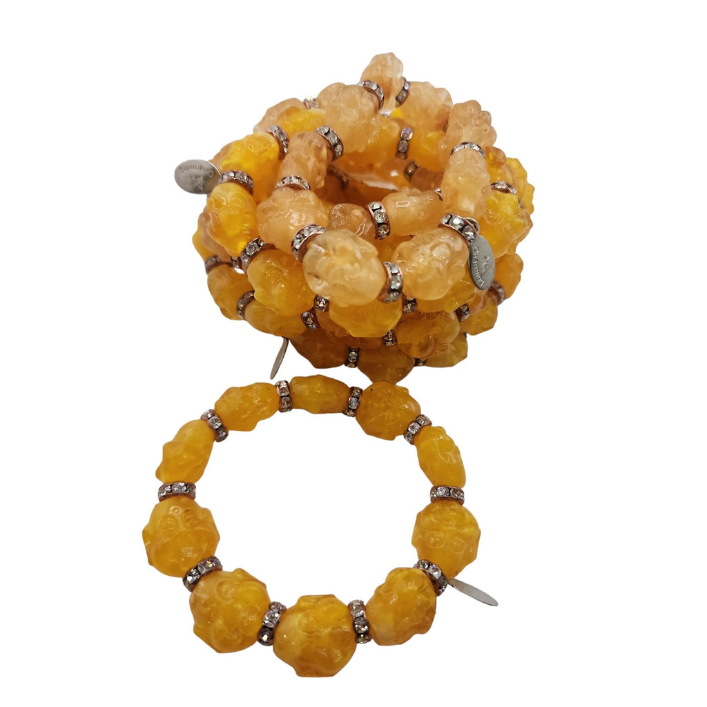 Vintage Yellow Resin Buddha Bracelet NOS (A4340)