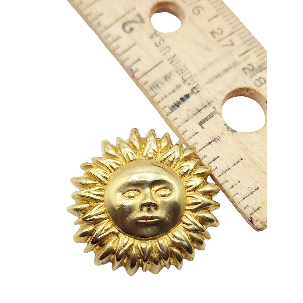 Vintage Stamped 18K Sun Brooch Pin (A5032)