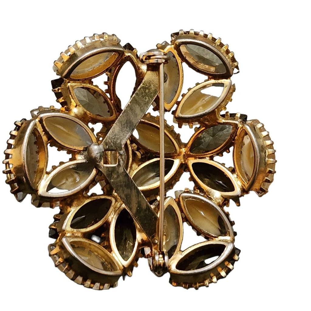 Vintage Unsigned Givre Glass Rhinestone Brooch (A2323)