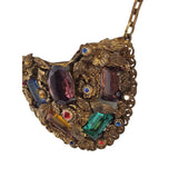 Antique Spectacular Elaborate Unique Heavy Jeweled Dress Clip Necklace (A3360)