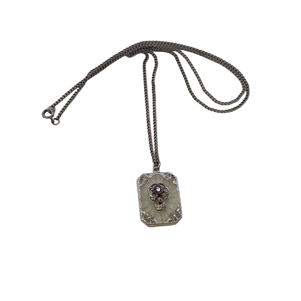 Vintage BPOE Elks Lodge Camphor Glass Pendant Necklace (A3773)