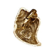 Vintage Signed KJL For Avon Shell Goldtone and Rhinestone Clip Earrings (A2319)